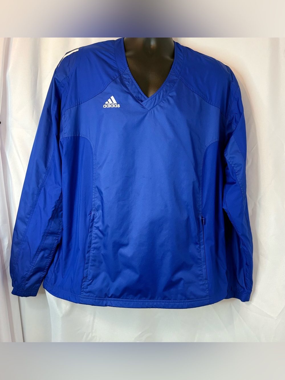 adidas Royal Blue V-Neck Windbreaker Jacket